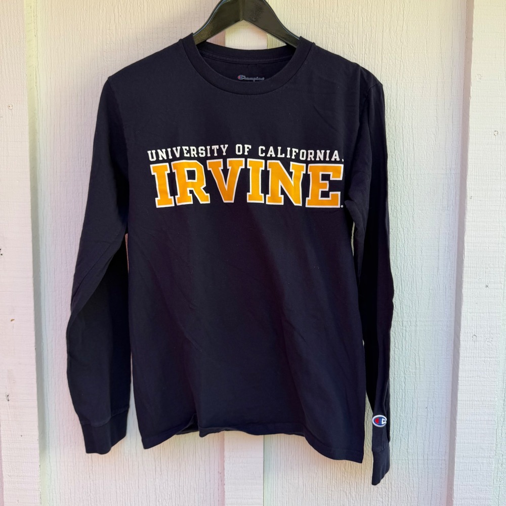 Champion UC Irvine Long Sleeve T-Shirt Unissx Small Navy Blue UCI Anteaters
